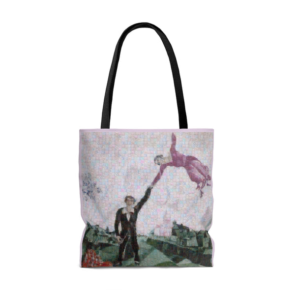 Chagal rose Squared Tote Bag, photomosaic by Gabriele Levy