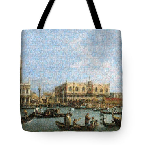 Tribute to Canaletto - Tote Bag - ALEFBET - THE HEBREW LETTERS ART GALLERY