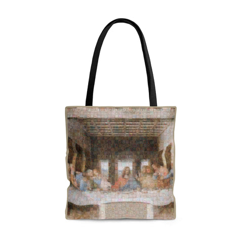 Leonardo Cenacolo squared Tote Bag, photomosaic by Gabriele Levy