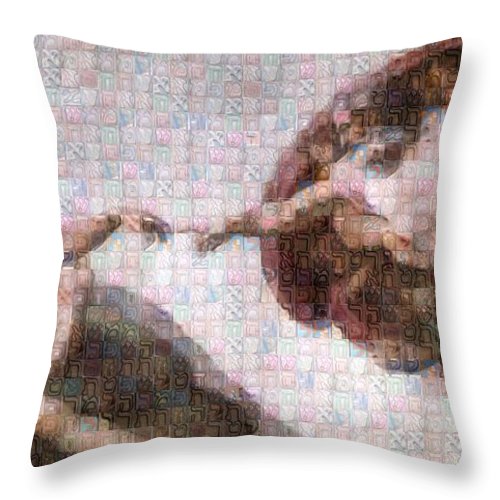 Tribute to Michelangelo - Throw Pillow - ALEFBET - THE HEBREW LETTERS ART GALLERY