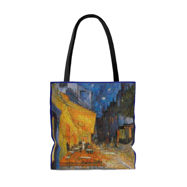 Van Gogh cafe terrace squared Tote Bag, photomosaic by Gabriele Levy
