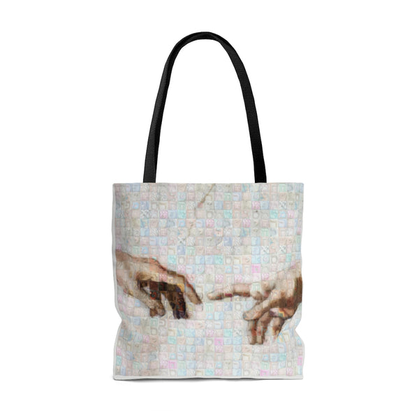 Creazione fingers squared Tote Bag, photomosaic by Gabriele Levy