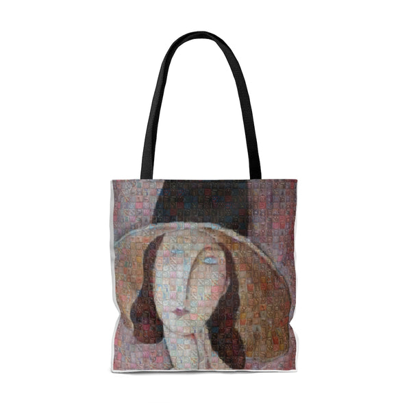 Modigliani 1 squared Tote Bag, photomosaic by Gabriele Levy