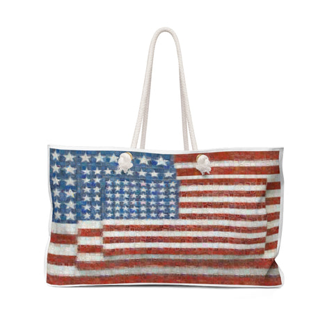 Jasper Jones American flag Weekend tote bag, photomosaic by Gabriele Levy