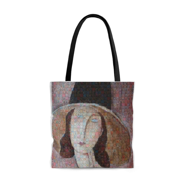 Modigliani 1 squared Tote Bag, photomosaic by Gabriele Levy