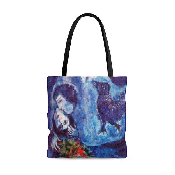 Chagall blue squared Tote Bag, photomosaic by Gabriele Levy