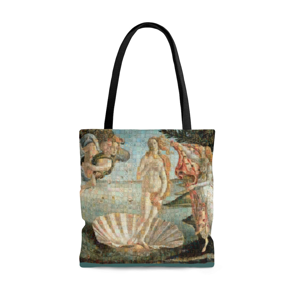 Botticelli Venere Squared Tote Bag, photomosaic by Gabriele Levy