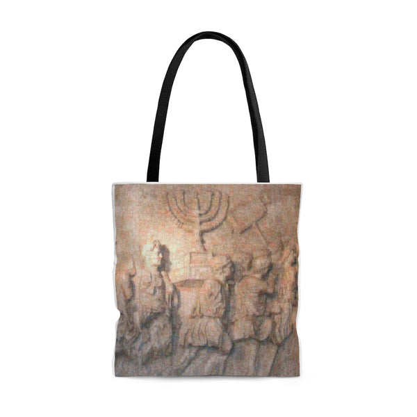 Titus Arch Menorah squared Tote Bag, photomosaic by Gabriele Levy