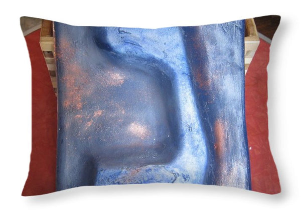 Blue NUN - Throw Pillow - ALEFBET - THE HEBREW LETTERS ART GALLERY