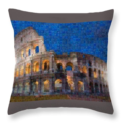Colosseum at night - Throw Pillow - ALEFBET - THE HEBREW LETTERS ART GALLERY