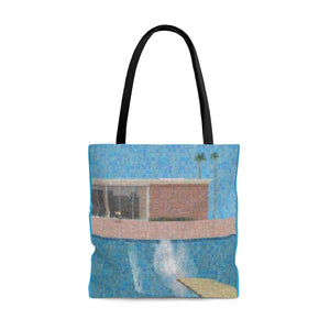 Hockney swimming pool Squared Tote Bag, photomosaic by Gabriele LEvy