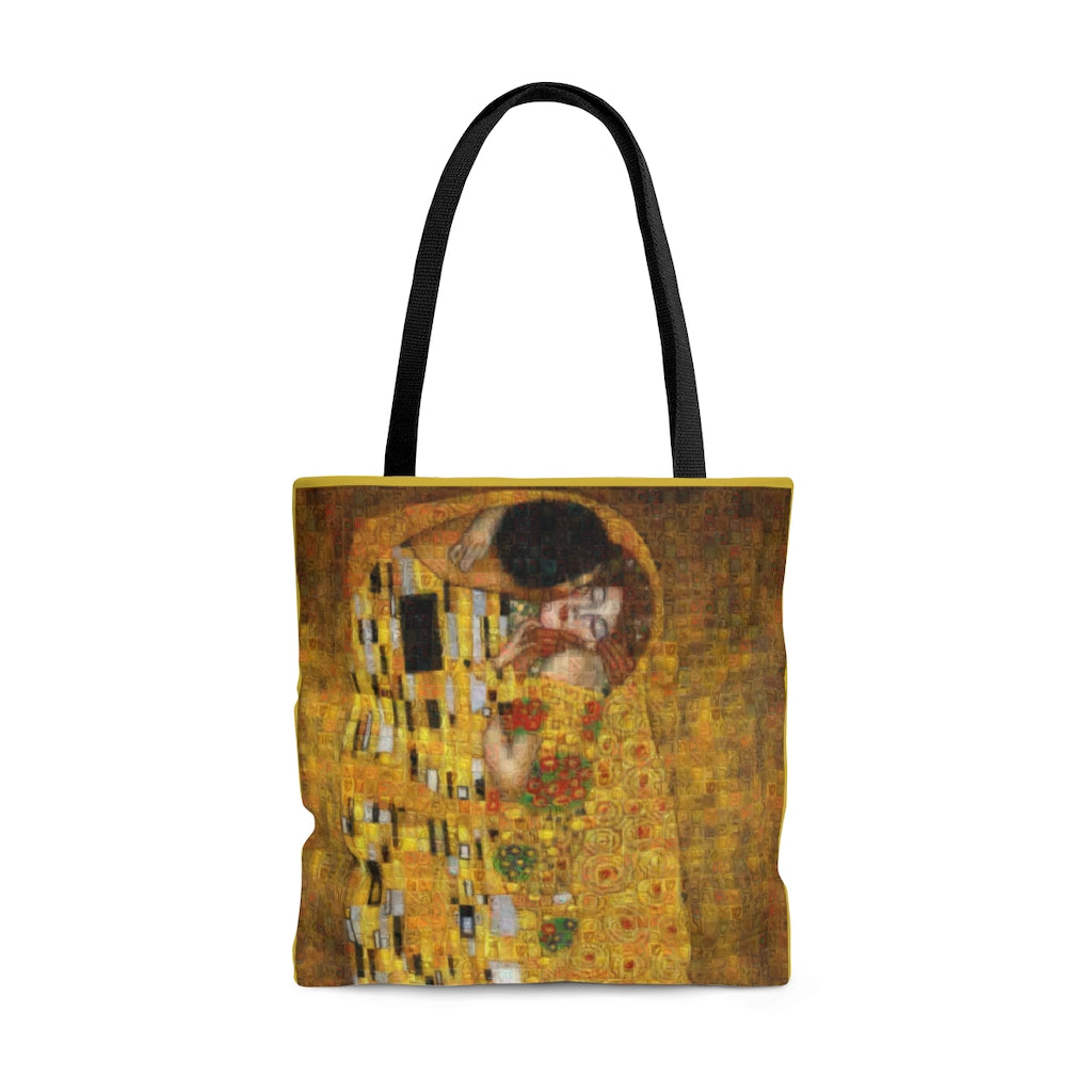 Klimt kiss squared Tote Bag, photomosaic by Gabriele Levy