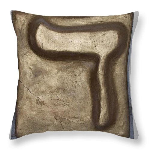 Golden DALET - Throw Pillow - ALEFBET - THE HEBREW LETTERS ART GALLERY