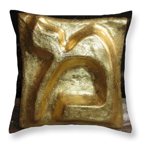 Golden MEM - Throw Pillow - ALEFBET - THE HEBREW LETTERS ART GALLERY