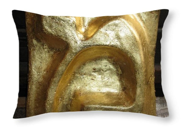 Golden MEM - Throw Pillow - ALEFBET - THE HEBREW LETTERS ART GALLERY