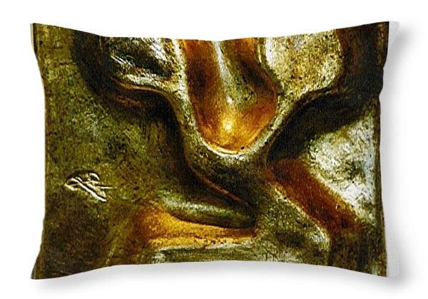 Golden TZADI - Throw Pillow - ALEFBET - THE HEBREW LETTERS ART GALLERY