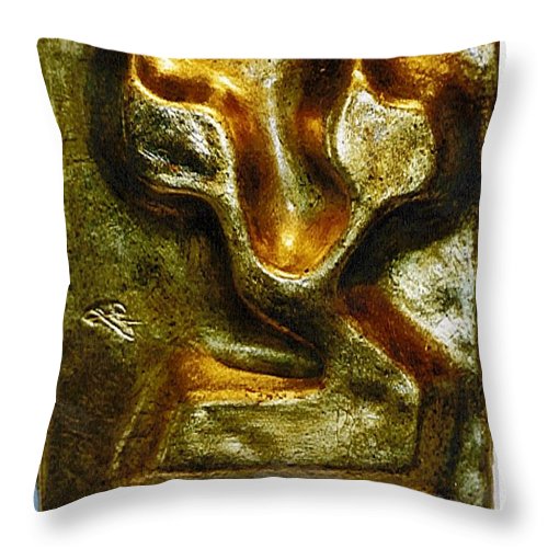 Golden TZADI - Throw Pillow - ALEFBET - THE HEBREW LETTERS ART GALLERY