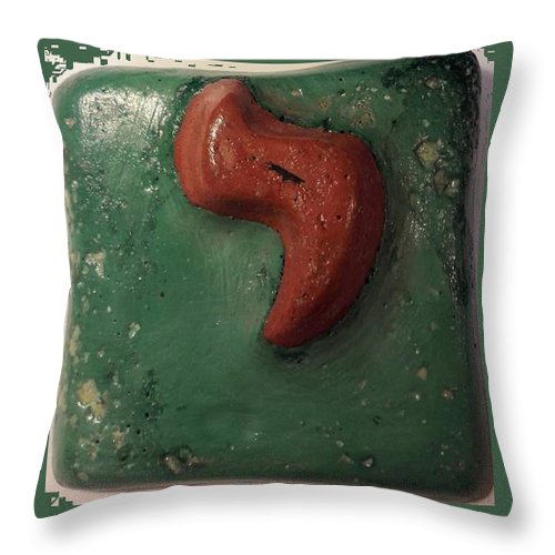 Green and brown YOD - Throw Pillow - ALEFBET - THE HEBREW LETTERS ART GALLERY