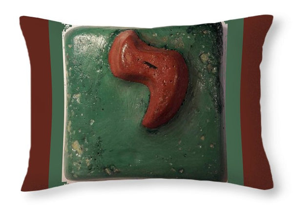 Green and brown YOD - Throw Pillow - ALEFBET - THE HEBREW LETTERS ART GALLERY