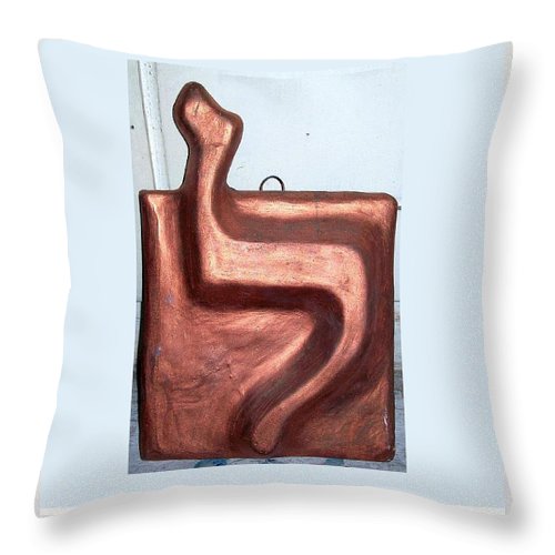 LAMED copper - Throw Pillow - ALEFBET - THE HEBREW LETTERS ART GALLERY