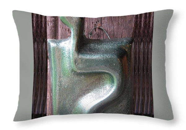LAMED green - Throw Pillow - ALEFBET - THE HEBREW LETTERS ART GALLERY