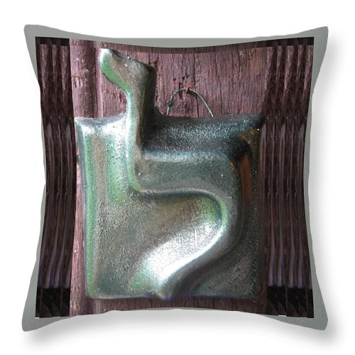 LAMED green - Throw Pillow - ALEFBET - THE HEBREW LETTERS ART GALLERY