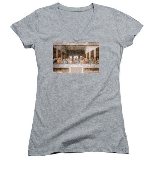 Last Supper - Women's V-Neck - ALEFBET - THE HEBREW LETTERS ART GALLERY