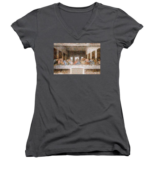 Last Supper - Women's V-Neck - ALEFBET - THE HEBREW LETTERS ART GALLERY