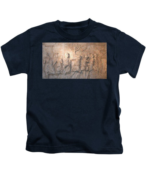 Menorah Titus Arch Rome - Kids T-Shirt - ALEFBET - THE HEBREW LETTERS ART GALLERY