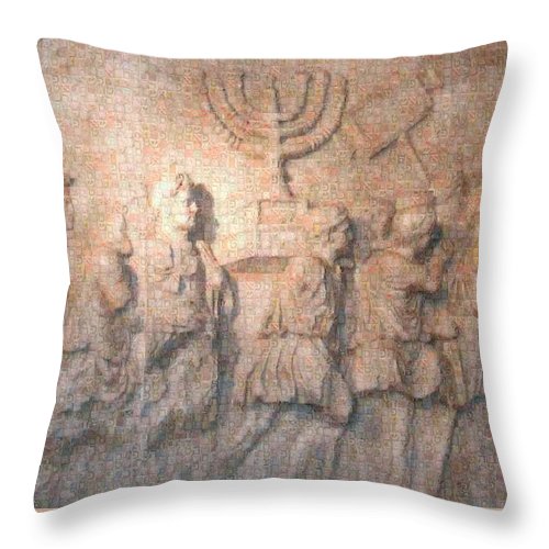 Menorah Titus Arch Rome - Throw Pillow - ALEFBET - THE HEBREW LETTERS ART GALLERY