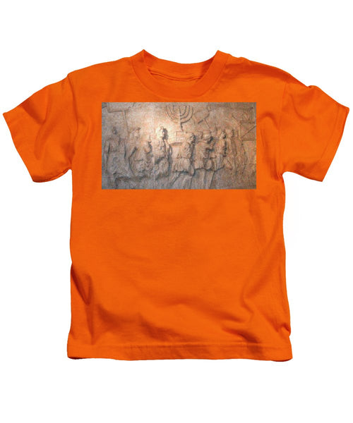 Menorah Titus Arch Rome - Kids T-Shirt - ALEFBET - THE HEBREW LETTERS ART GALLERY