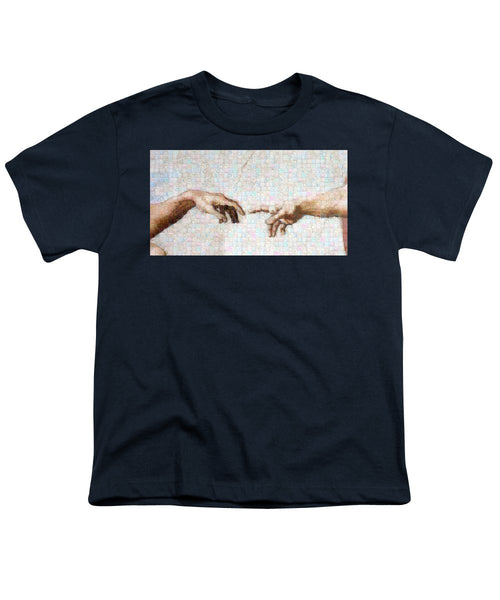 Michelangelo fingers - Youth T-Shirt - ALEFBET - THE HEBREW LETTERS ART GALLERY