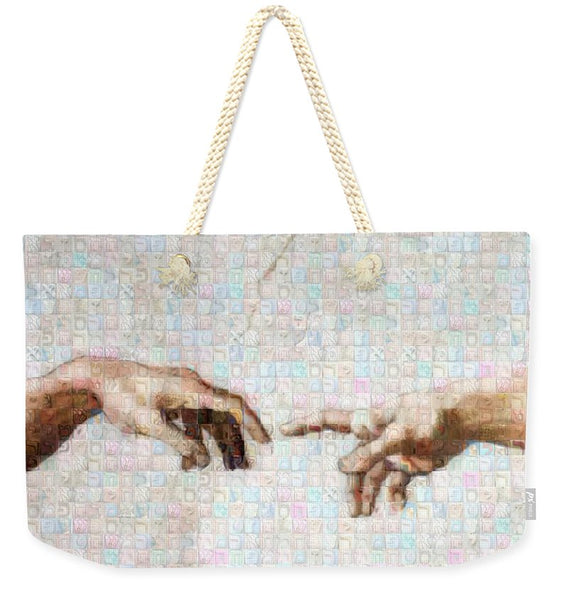 Michelangelo fingers - Weekender Tote Bag - ALEFBET - THE HEBREW LETTERS ART GALLERY