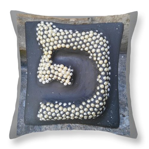 PE, pearls - Throw Pillow - ALEFBET - THE HEBREW LETTERS ART GALLERY