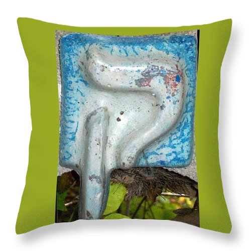 QOF, whit and blue - Throw Pillow - ALEFBET - THE HEBREW LETTERS ART GALLERY