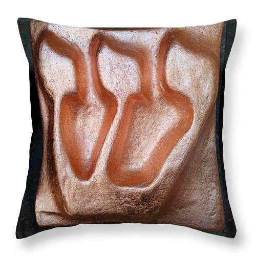 SHIN copper leaves - Throw Pillow - ALEFBET - THE HEBREW LETTERS ART GALLERY