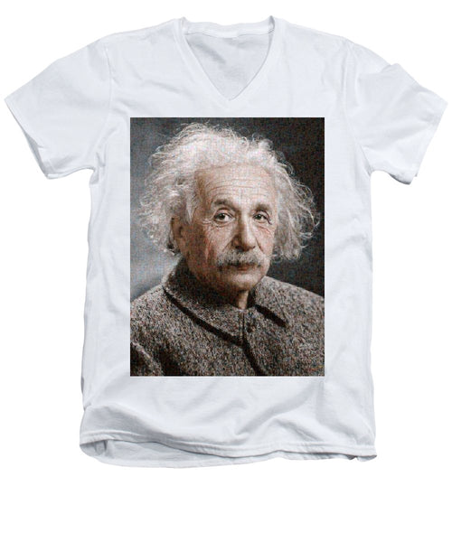 Tribute to Albert Einstein - Men's V-Neck T-Shirt - ALEFBET - THE HEBREW LETTERS ART GALLERY