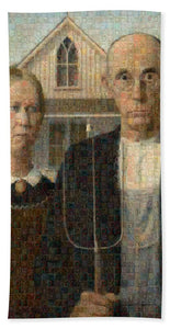 Tribute to American Gothic - Beach Towel - ALEFBET - THE HEBREW LETTERS ART GALLERY