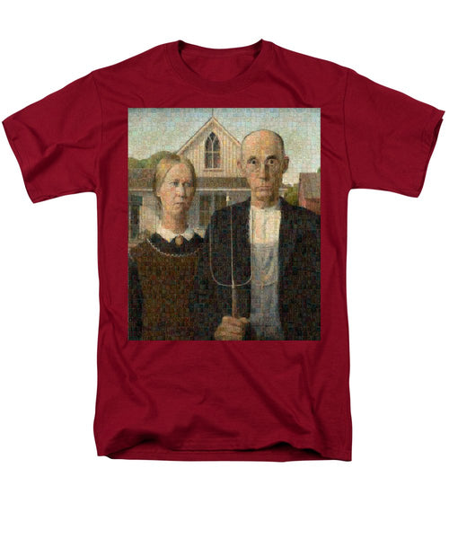 Tribute to American Gothic - Men's T-Shirt  (Regular Fit) - ALEFBET - THE HEBREW LETTERS ART GALLERY