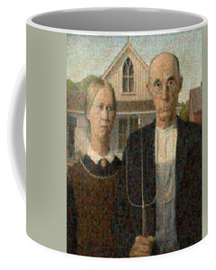 Tribute to American Gothic - Mug - ALEFBET - THE HEBREW LETTERS ART GALLERY