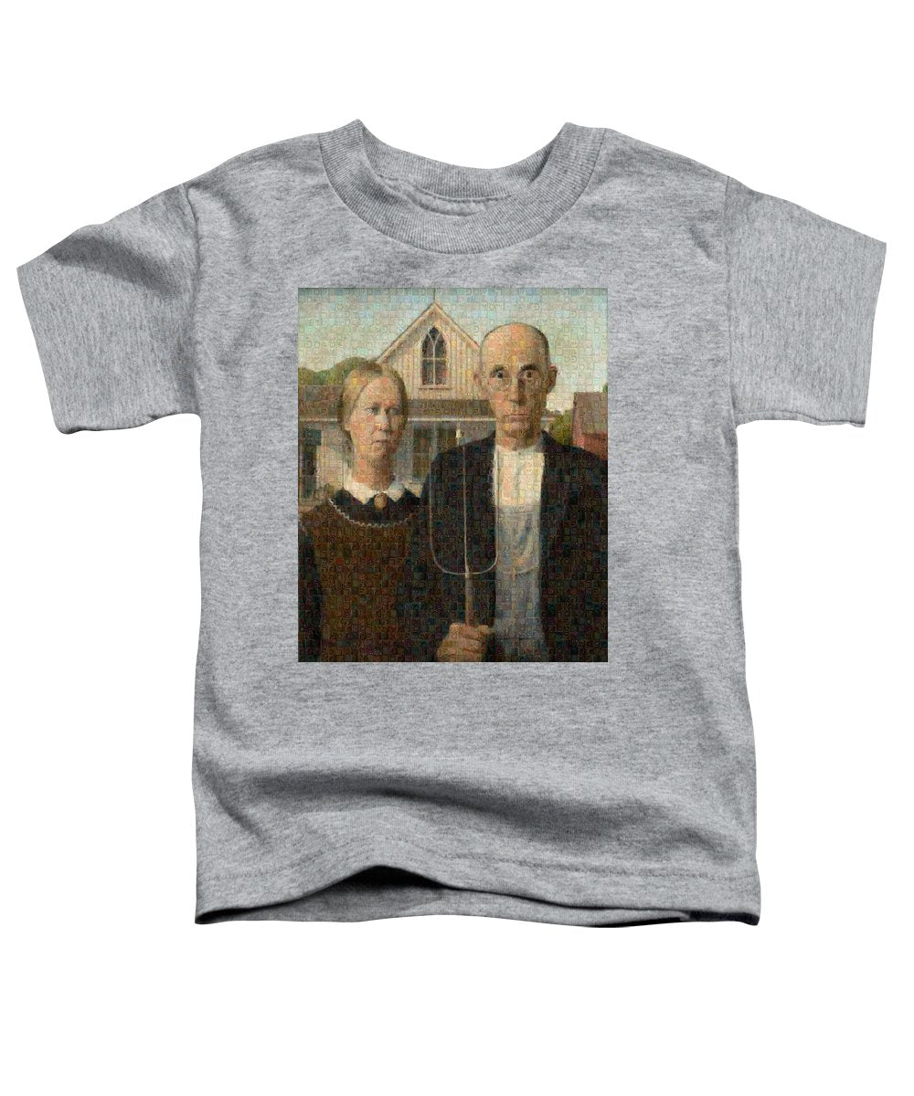 Tribute to American Gothic - Toddler T-Shirt - ALEFBET - THE HEBREW LETTERS ART GALLERY