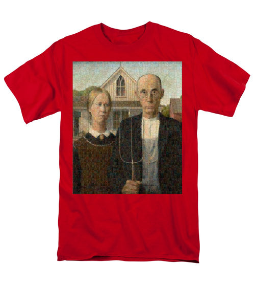 Tribute to American Gothic - Men's T-Shirt  (Regular Fit) - ALEFBET - THE HEBREW LETTERS ART GALLERY