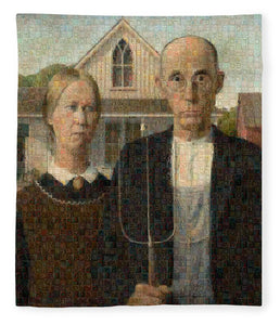 Tribute to American Gothic - Blanket - ALEFBET - THE HEBREW LETTERS ART GALLERY