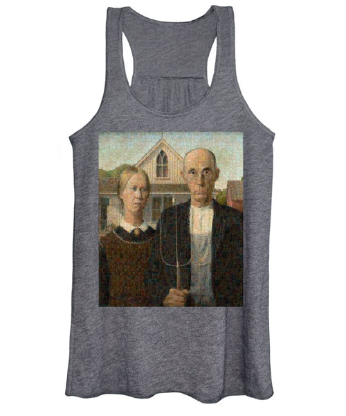 Tribute to American Gothic - Women's Tank Top - ALEFBET - THE HEBREW LETTERS ART GALLERY