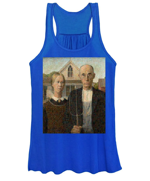 Tribute to American Gothic - Women's Tank Top - ALEFBET - THE HEBREW LETTERS ART GALLERY