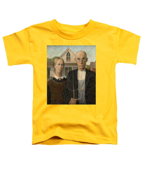 Tribute to American Gothic - Toddler T-Shirt - ALEFBET - THE HEBREW LETTERS ART GALLERY