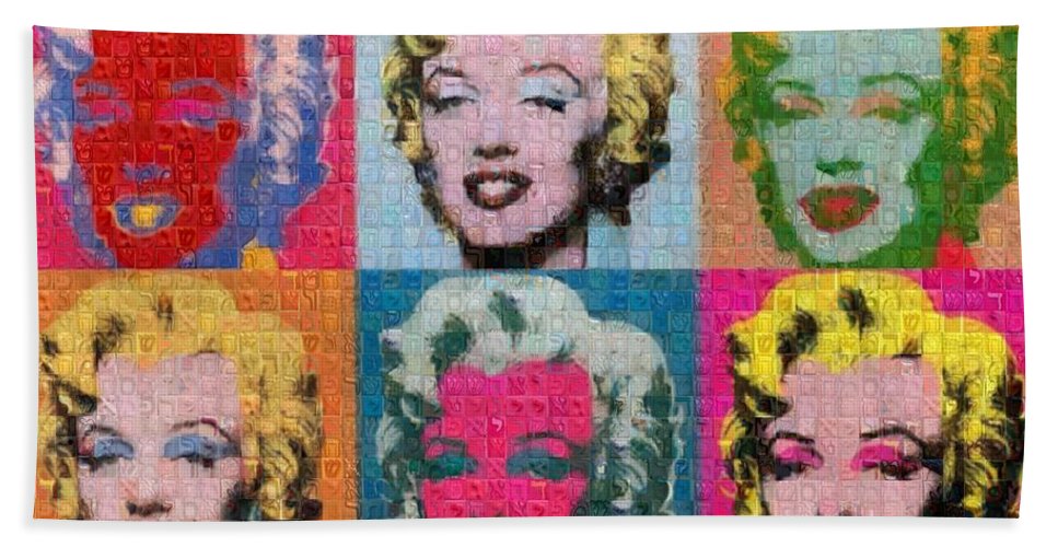 Tribute to Andy Warhol - 2 - Bath Towel - ALEFBET - THE HEBREW LETTERS ART GALLERY