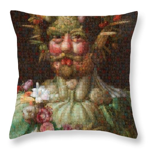 Tribute to Arcimboldo - 1 - Throw Pillow - ALEFBET - THE HEBREW LETTERS ART GALLERY