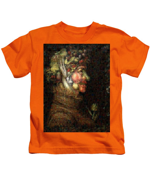 Tribute to Arcimboldo - 2 - Kids T-Shirt - ALEFBET - THE HEBREW LETTERS ART GALLERY