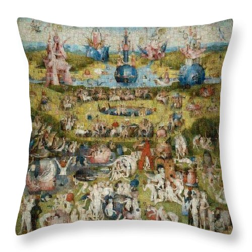 Tribute to Bosch - Throw Pillow - ALEFBET - THE HEBREW LETTERS ART GALLERY